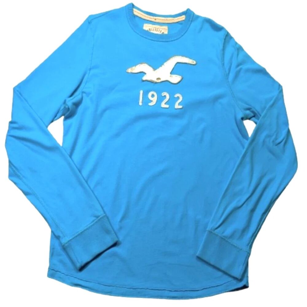 Hollister California 100% Cotton Long Sleeve 1922 Logo T-shirt Size XL Teal